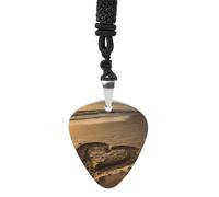 FekiLoot Hearts Drawn on The Beach Guitar Pick Necklace for Men Personlized Picks Necklace Non-Fading Titanium Steel Pendant Necklaces Decoration for Women Men Music Lover Gift