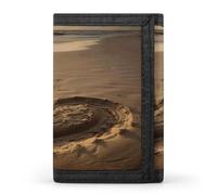 FekiLoot Hearts Drawn on The Beach Wallet for Men Slim Minimalist Trifold Wallet with ID Window And Credit Card Holder