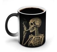 FekiLoot Heat Sensitive Color Changing Mug 11oz, Personalized Magic Mug Novelty Coffee Mugs, Funny A Skeleton with Burning Cigarette Mugs Ceramic Coffee Cups Fashion Tea Cups for Women Men & Gifts