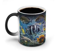 FekiLoot Heat Sensitive Color Changing Mug 11oz, Personalized Magic Mug Novelty Coffee Mugs, Funny Different Fish Mugs Ceramic Coffee Cups Fashion Tea Cups for Women Men & Gifts