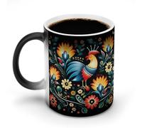 FekiLoot Heat Sensitive Color Changing Mug 11oz, Personalized Magic Mug Novelty Coffee Mugs, Funny Polish Folk Art Pattern Mugs Ceramic Coffee Cups Fashion Tea Cups for Women Men & Gifts