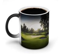 FekiLoot Heat Sensitive Color Changing Mug Novelty Ceramic Golf Course Coffee Cup Magic Funny Art Mugs Large Coffee Tea Cups Personalized Gifts for Family Friend 11 Oz