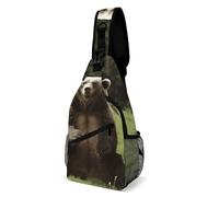 FekiLoot Hi Bear Sit on The Lawn Sling Bag Men Crossbody Bags Women Shoulder Backpack Daypack Chest Bag for Travel Outdoor