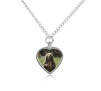 FekiLoot Hi Bear Sit on The Lawn Urn Necklace for Ashes Heart Cremation Jewelry Memorial Keepsake Pendant Locket Ash Holder Memory Jewelry for Women Men to Hold Ashes of Loved Ones