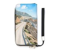 FekiLoot Highway 1 Ocean View Zipper Wallet Women Men RFID Blocking Credit Card Wallet, Purse Wristlet Large Capacity