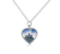 FekiLoot Hilltop Castle Urn Necklace Heart, Cremation Jewelry with Funnel Kit Keepsake,Ashes Necklace for Dog Cat Love Women And Men