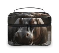 FekiLoot Hippo Makeup Bag Organizer Portable Travel Toiletry Bag with Handle Fashion Large Capacity Cosmetic Bags Lightweight Waterproof Makeup Storage Bags for Women