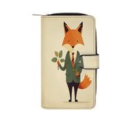 FekiLoot Holding A Leaf Wallet Large Capacity Travel Double Fold Wallets Portable Zipper Leather Purse for Women Men