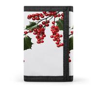 FekiLoot Holly Berry Branches Wallet Minimalist Front Pocket Slim Credit Card Holder Stylish Trifold Wallet for Men Women