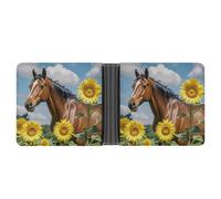 FekiLoot Horse And Sunflower Wallet Slim PU Bifold Design Wallet with Multiple Card Slots Wallets Extra Capacity Pocket Wallets
