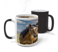 FekiLoot Horses in Love Mug Heat Sensitive Coffee Mugs Colour Changing Magical Coffee Tea Cup Funny Art Mug Sublimation Mugs Novelty Ceramic Cup for Women Men 11oz