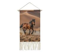 FekiLoot Horses Running in Desert Storm Poster Hanger with Tassel Linen Cotton Hanging Poster Decor with Wood Frame Scroll Wall Print Picture Artwork Art for Office Home Bedroom Living Room
