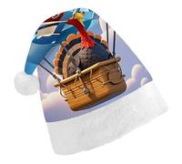 FekiLoot Hot Air Balloon Turkey 2.Christmas Hat Cap with Plush Trim Warm Xmas Hats Headwear for Winter Holiday Party Supply