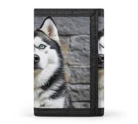 FekiLoot Husky Dog Men's Wallet Extra Capacity Trifold Wallet Thin & Stylish Trifold Card Holder with ID Window