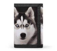 FekiLoot Husky Dog Wallet Compact Blocking Trifold Wallets with Zipper Minimalist Purse Wallet Credit Card Holder