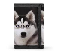 FekiLoot Husky Dog Wallet for Women Men Trifold Wallet Large Front Pocket Wallets Travel Slim RFID Blocking Wallets Coin Purse Credit Card Holder