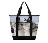 FekiLoot Husky Dogs Shopping Bag Tote Bag Reusable Grocery Bags
