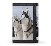 FekiLoot Husky Dogs Wallet for Women Men Trifold Wallet Large Front Pocket Wallets Travel Slim RFID Blocking Wallets Coin Purse Credit Card Holder