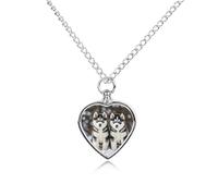 FekiLoot Husky Puppies Dogs Urn Necklaces for Ashes Personalized Human Pet Cremation Jewelry Keepsake Locket Heart Pendant with Filling Kit Memorial Gift for Dog Cat Lover Women Men