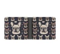 FekiLoot I Love French Bulldog Leather Wallet Double-Sided Different Images Bifold Wallet Ultra Strong Stitching Slim Wallets