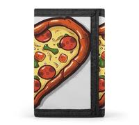FekiLoot I Love Pizza Heart Wallet for Men Slim Minimalist Trifold Wallet with ID Window And Credit Card Holder