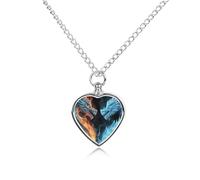 FekiLoot Ice And Fire Dragons Pet Cremation Jewelry for Ashes Personalized Dog Urn Necklace for Ashes Heart Pet Memorial Necklace Urn Pendant for Puppy Pets Memorial Keepsake Jewelry