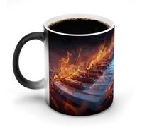FekiLoot Ice And Fire Music Key Mug Sensitive Color Changing Coffee Mug Ceramic Gifts Cup Personalized Magic Mugs Capacity Novelty Cups with Handle Tea Cup Funny Art Mugs 12OZ