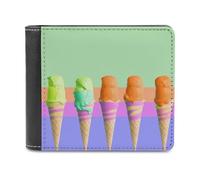 FekiLoot Ice Cream Rainbow Gradient Wallet Large Capacity Slim Bifold Wallet with Multiple Card Slots PU Leather Men Purse