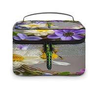 FekiLoot Image of Dragonfly in Wreath Makeup Bag Large Capacity Travel Cosmetic Bag Lightweight Hand-held Toiletry Bags Portable Cosmetic Pouch Cute Make Up Pouch for Women