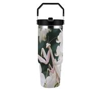 FekiLoot Interactive Orchid Mantis 30oz Tumbler with Handle And Flip Straw Lid Double Wall Travel Leak-proof Coffee Mug Stainless Steel Vacuum Insulated Coffee Tumblers Cup for Hot And Cold Drinks