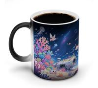 FekiLoot Interstellar Coral Reef 12 Oz Color Changing Ceramic Magic Mug | Heat Sensitive Color Changing Coffee Mug Funny Tea Cup with Handle Milk Mug for Men Women Home Office Travel
