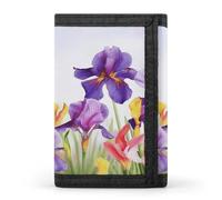 FekiLoot Iris Flower Butterfly Wallet for Women Men Trifold Wallet Large Front Pocket Wallets Travel Slim RFID Blocking Wallets Coin Purse Credit Card Holder