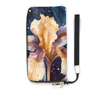 FekiLoot Iris Flower Image Long Wallet Large Capacity Zipper Purse Ladies Multi-card Slot Coin Phone Travel Pocket