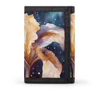 FekiLoot Iris Flower Image Wallet Compact Blocking Trifold Wallets with Zipper Minimalist Purse Wallet Credit Card Holder