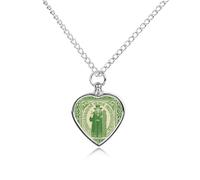 FekiLoot Irish Blessing St Patrick's Day Custom Ashes Necklace Personalized Pet Urn Hair Cremation Souvenir Necklace Memorial Keepsake Holder Pendant Heart Jewelry for Ashes Gift for Dog Loss