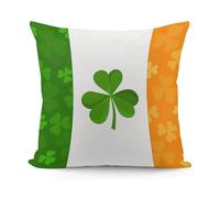 FekiLoot Irish Flag Plush Cushion Covers, Double-Sided Throw Pillow Covers with Invisible Zipper, Comfortable Soft Square Cushion Cases for Sofa Bedroom Living Room 18x18 Inch (45x45cm)