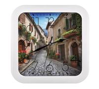 FekiLoot Italian Town Street Clock Square, Wall Clocks Battery Operated for Kitchen Home, Silent Non Ticking Operated Clocks, Rectangular, Gym Porch Decor Indoor Outdoor Clock