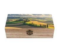 FekiLoot Italy Tuscan Wooden Storage Boxes with Hinged Lid Jewelry Box with Lock Memory Keepsake Boxes for Letters,Crafts And Photo Storage