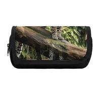 FekiLoot Jaguar Cat on Tree Trunk Waterfall Pencil Case Office Pencil Box Large Capacity Pencil Box Pouch Holder Double Zipper Pencil Case Use to Organize Desktop And Plan Space Home Office