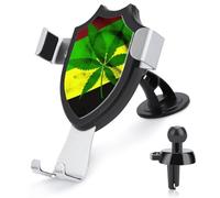 FekiLoot Jamaica Flag Leaves Car Phone Holder Mount Strongest Suction & Clip Cell Phone Mount for Dashboard Windshield Vent Fits 4-6" Phones (Straight Vent Only)