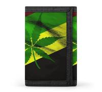 FekiLoot Jamaica Flag Leaves Wallet for Men Slim Minimalist Trifold Wallet with ID Window And Credit Card Holder