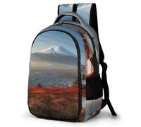 FekiLoot Japan Mount Fuji Landscape Backpack for Women Men Nurse Bag Front Pocket, Carry On Backpack for Weekender Business Hiking