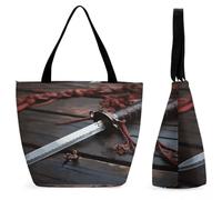 FekiLoot Japan Samurai Sword Tote Bag Beach Bag Shopping Bags