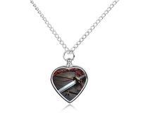 FekiLoot Japan Samurai Sword Urn Necklace for Ashes Heart Cremation Jewelry Memorial Keepsake Pendant Locket Ash Holder Memory Jewelry for Women Men to Hold Ashes of Loved Ones