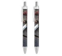 FekiLoot Japan Sword Ballpoint Pens Retractable Black Ink Ballpoint Pens 0.5mm Medium Point Smooth Writing Pattern Pen with Super Soft Grip Cute Work Supplies for Men Women 2 PCS