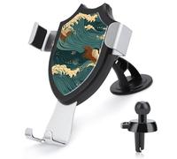 FekiLoot Japan Wave Wallpapers Car Phone Holder Mount Strongest Suction & Clip Cell Phone Mount for Dashboard Windshield Vent Fits 4-6" Phones (Straight Vent Only)