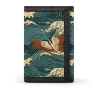 FekiLoot Japan Wave Wallpapers Wallet for Men Slim Minimalist Trifold Wallet with ID Window And Credit Card Holder