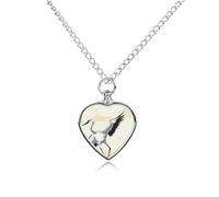 FekiLoot Japanese Crane Urn Necklace for Ashes Heart Cremation Jewelry Memorial Keepsake Pendant Locket Ash Holder Memory Jewelry for Women Men to Hold Ashes of Loved Ones
