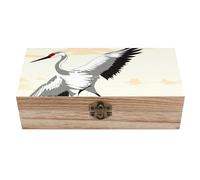 FekiLoot Japanese Crane Wooden Storage Box Keepsake Box with Lid And Front Clasp Dust-Proof Jewelry Boxes Vintage Treasure Chest Decorative Boxes Gifts for Women Men Home Decor
