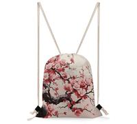 FekiLoot Japanese Floral Cherry Blossom Drawstring Backpack Sports Gym Bag Drawstring Bags Foldable Backpack for Women Men